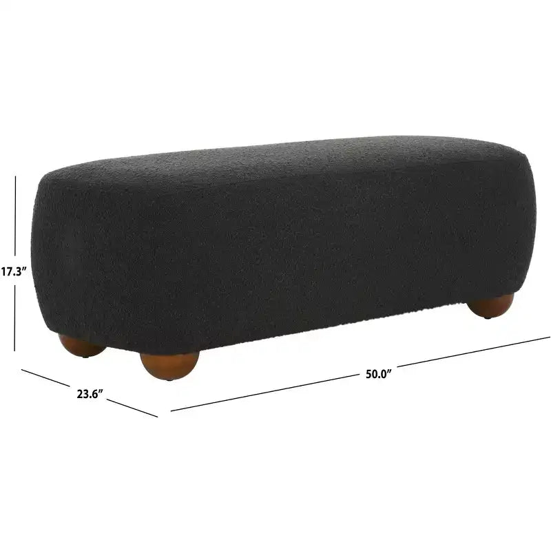Pouf ottoman rectangulaire Whitley avec pieds en bois