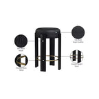 Tabouret de comptoir en similicuir végan noir avec repose-pieds en laiton brossé