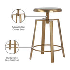 Tabouret de comptoir/bar réglable en fer doré