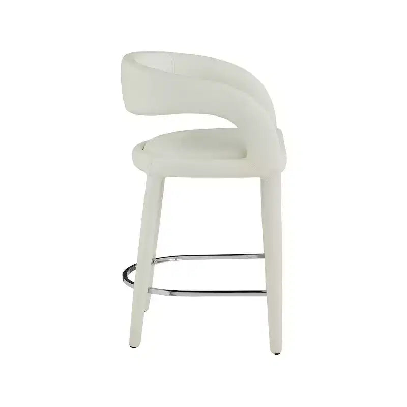 Tabouret de bar crème en similicuir à hauteur de comptoir