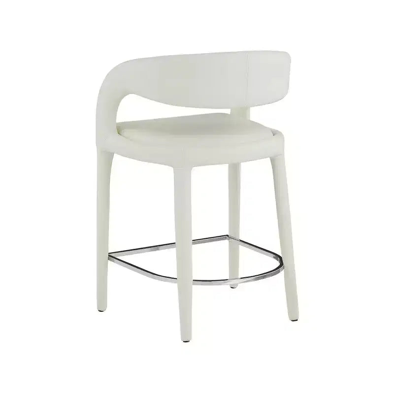 Tabouret de bar crème en similicuir à hauteur de comptoir