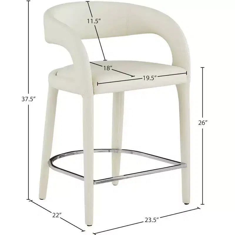 Tabouret de bar crème en similicuir à hauteur de comptoir